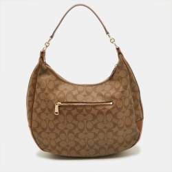 Pre Owned Coach Brown Signature Coated Canvas and Leather Harley Hobo
