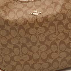 Pre Owned Coach Brown Signature Coated Canvas and Leather Harley Hobo