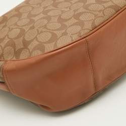 Pre Owned Coach Brown Signature Coated Canvas and Leather Harley Hobo