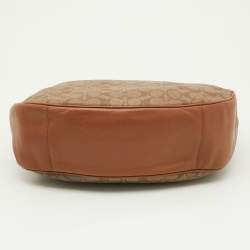 Pre Owned Coach Brown Signature Coated Canvas and Leather Harley Hobo