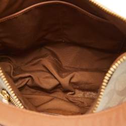 Pre Owned Coach Brown Signature Coated Canvas and Leather Harley Hobo
