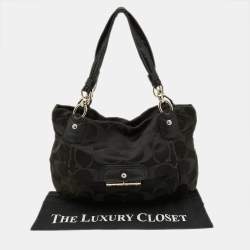 Pre Owned Coach Black Op Art Canvas and Leather Kristin Zip Bag