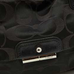 Pre Owned Coach Black Op Art Canvas and Leather Kristin Zip Bag