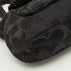 Pre Owned Coach Black Op Art Canvas and Leather Kristin Zip Bag