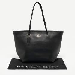 Coach Black Leather City Top Zip Tote
