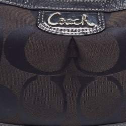 Pre Owned Coach Black Signature Canvas and Patent Leather Shoulder Bag