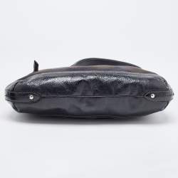 Pre Owned Coach Black Signature Canvas and Patent Leather Shoulder Bag