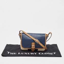 Pre Owned Coach Tri Color Leather Crossbody Bag