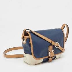 Pre Owned Coach Tri Color Leather Crossbody Bag