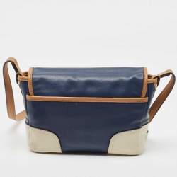 Pre Owned Coach Tri Color Leather Crossbody Bag