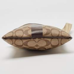 Pre Owned Coach Dark Brown/Beige Signature Coated Canvas Crossbody Bag