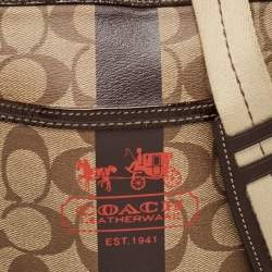 Pre Owned Coach Dark Brown/Beige Signature Coated Canvas Crossbody Bag