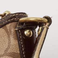 Pre Owned Coach Dark Brown/Beige Signature Coated Canvas Crossbody Bag