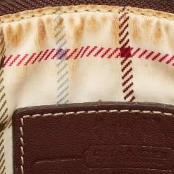 Pre Owned Coach Dark Brown/Beige Signature Coated Canvas Crossbody Bag