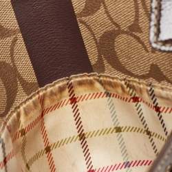 Pre Owned Coach Dark Brown/Beige Signature Coated Canvas Crossbody Bag