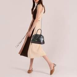 Pre Owned Coach Black/Plum Signature Embossed Patent and Leather Mini Sierra Satchel