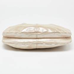 Pre Owned Coach Beige Shimmer Suede Hobo