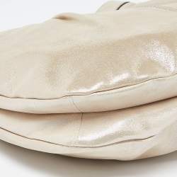 Pre Owned Coach Beige Shimmer Suede Hobo