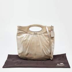 Pre Owned Coach Beige Shimmer Suede Hobo