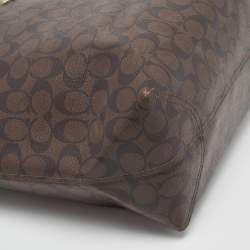 Pre Owned Coach Brown/Black Signature Coated Canvas Reversible City Tote