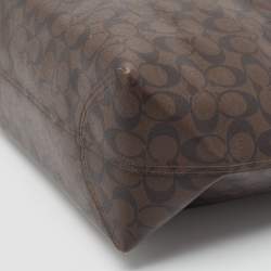 Pre Owned Coach Brown/Black Signature Coated Canvas Reversible City Tote