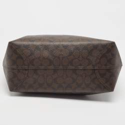 Pre Owned Coach Brown/Black Signature Coated Canvas Reversible City Tote