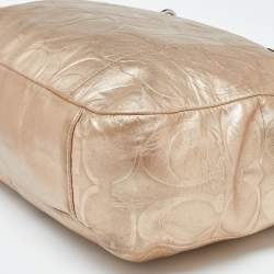 Pre Owned Coach Gold Signature Embossed Leather East West Gallery Tote