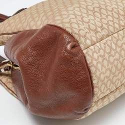 Coach Beige/Brown Coach Op Art Canvas and Leather Madison Phoebe Shoulder Bag