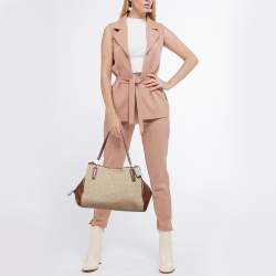 Coach Beige/Brown Coach Op Art Canvas and Leather Madison Phoebe Shoulder Bag