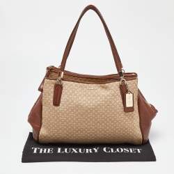 Coach Beige/Brown Coach Op Art Canvas and Leather Madison Phoebe Shoulder Bag