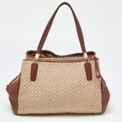 Coach Beige/Brown Coach Op Art Canvas and Leather Madison Phoebe Shoulder Bag