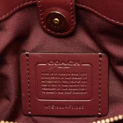 Coach Burgundy/Cream Floral Print Patent and Leather Mini Sage Carryall Satchel