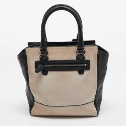 Coach Black/Beige Leather Tassel Tote