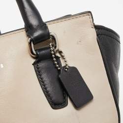 Coach Black/Beige Leather Tassel Tote