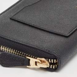 Pre Owned Coach Black Leather Accordion Zip Around Continental Wallet