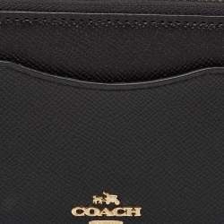 Pre Owned Coach Black Leather Accordion Zip Around Continental Wallet