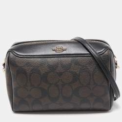 Coach Brown/Black Signature Coated Canvas and Leather Bennett Crossbody Bag