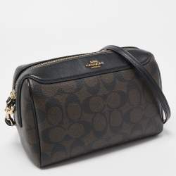 Coach Brown/Black Signature Coated Canvas and Leather Bennett Crossbody Bag