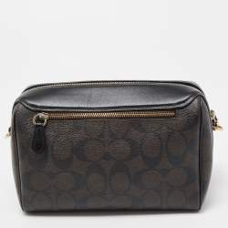 Coach Brown/Black Signature Coated Canvas and Leather Bennett Crossbody Bag