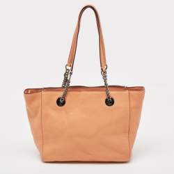 Coach Peach Leather Turnlock Chain Tote