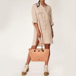 Coach Peach Leather Turnlock Chain Tote