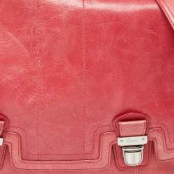 Pre Owned Coach Coral Pink Leather Poppy Flap Shoulder Bag