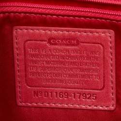 Pre Owned Coach Coral Pink Leather Poppy Flap Shoulder Bag