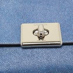 Pre Owned Coach Blue Textured Leather Flap Cassidy Chain Shoulder Bag