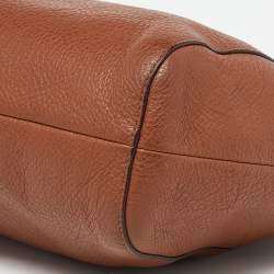Pre Owned Coach Brown Leather Zip Carryall Satchel