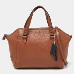 Pre Owned Coach Brown Leather Zip Carryall Satchel
