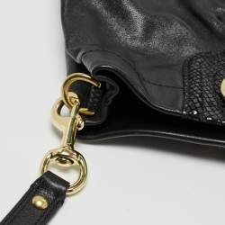 Pre Owned حقيبة يد كوتش أشللى جلد نقش ثعبان وكانفاس شهير بيج