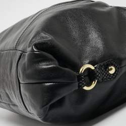 Pre Owned حقيبة يد كوتش أشللى جلد نقش ثعبان وكانفاس شهير بيج