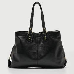 Pre Owned حقيبة يد كوتش أشللى جلد نقش ثعبان وكانفاس شهير بيج