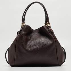 Pre Owned Coach Dark Burgundy Leather Edie Satchel